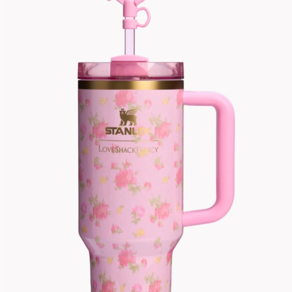 Stanley Pink Floral Tumbler with Handle
